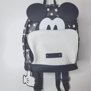 Disney Mickey Mouse Black & White Small Backpack Purse N…